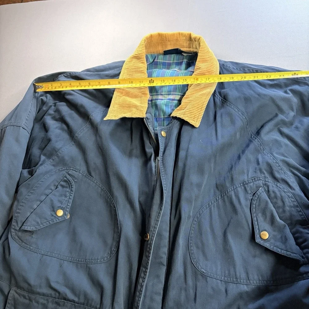 J. Blair Men’s 2XL Blue Barn Coat Plaid Lined Corduroy Collar Chore Jacket